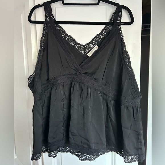 BLACK SATIN LACE BABYDOLL CAMI XXL - Picture 2 of 6